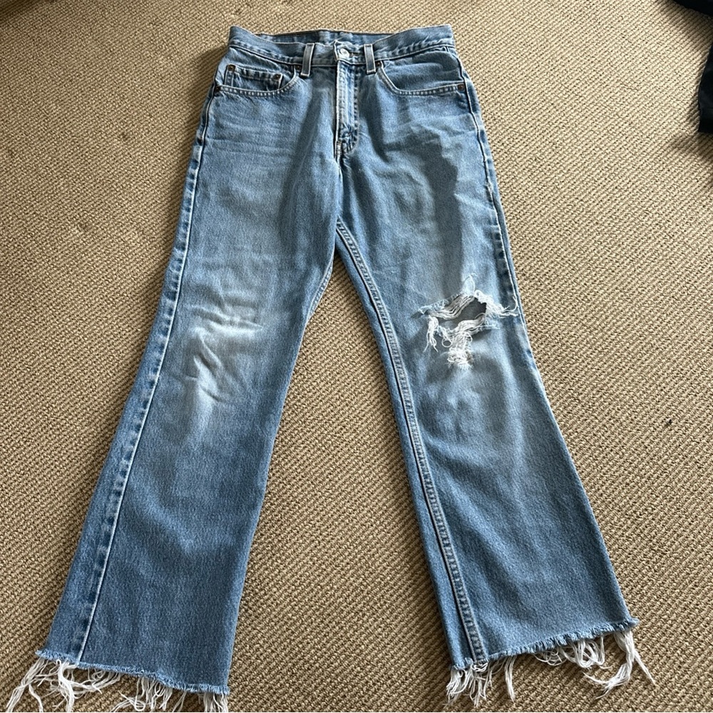 Levi's Light Blue Distressed Flare Jeans